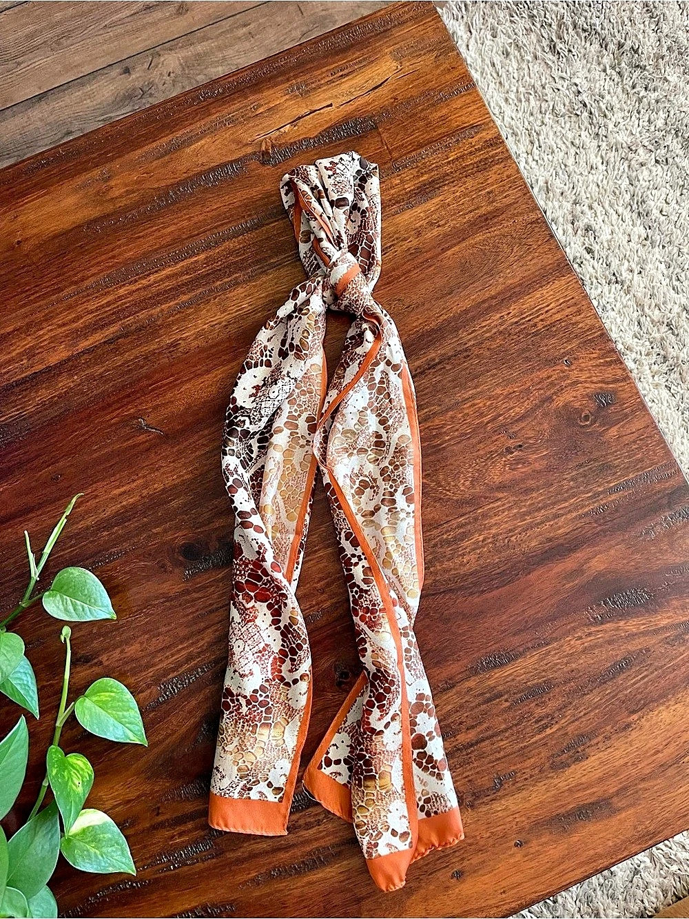 Floral Brown & Orange Scarf